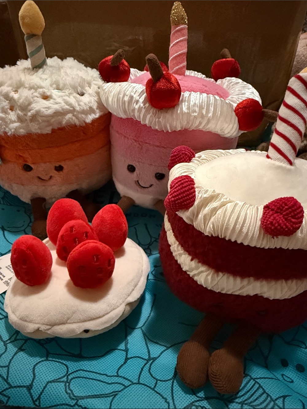 Jellycat Red, Pink, White & Brown Plush Cake Toys